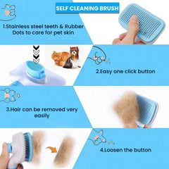 Self-Cleaning Pet Grooming Brush — Hair Eject