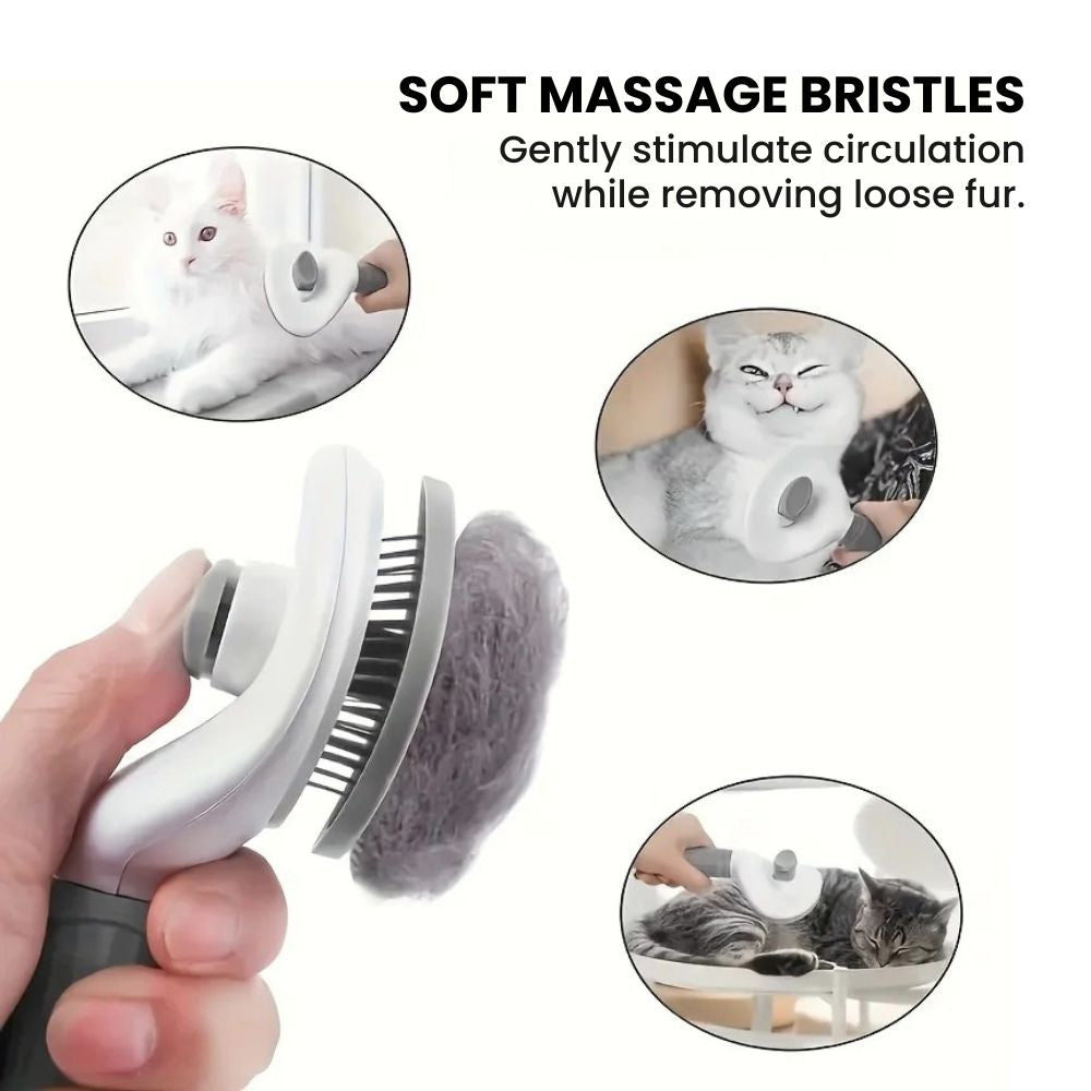 Self-Cleaning Pet Grooming & Massage Brush - soft bristles