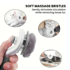 Self-Cleaning Pet Grooming & Massage Brush - soft bristles