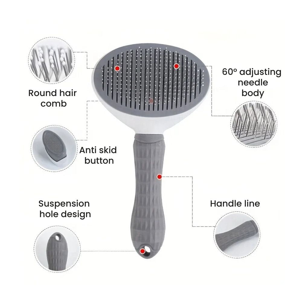 Self-Cleaning Pet Grooming & Massage Brush - features