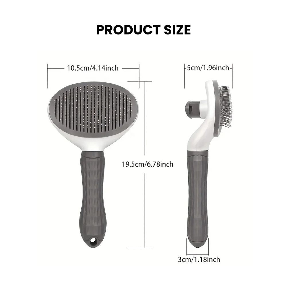 Self-Cleaning Pet Grooming & Massage Brush - size