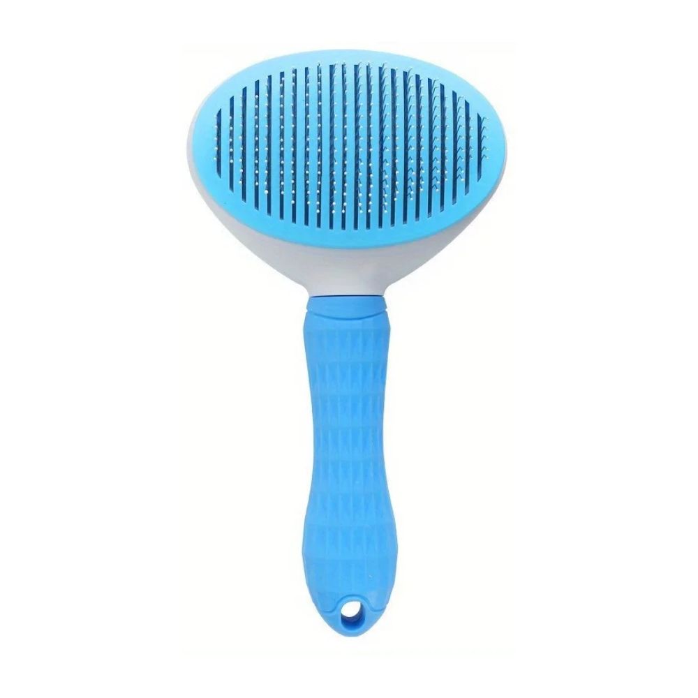 Self-Cleaning Pet Grooming & Massage Brush - blue