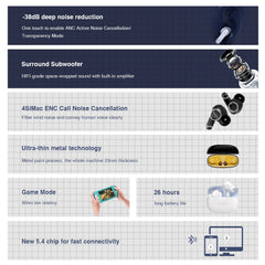 Realfit F3 ANC Earbuds: HIFI Bass, ENC Calls, Sport & Gaming