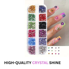 Shimmer Nail Art Gems – 12 Grid Crystal Rhinestone Set