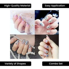Shiny Nail Art: 150 Clear AB Rhinestones + 20 Gold Charms