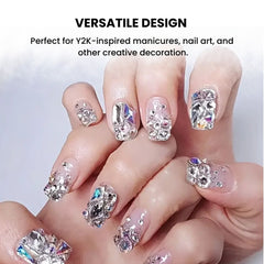 Shiny Nail Art: 150 Clear AB Rhinestones + 20 Gold Charms