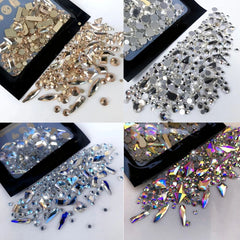 Shiny Nail Art: 150 Clear AB Rhinestones + 20 Gold Charms