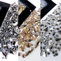 Shiny Nail Art: 150 Clear AB Rhinestones + 20 Gold Charms