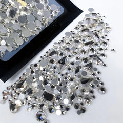 Shiny Nail Art: 150 Clear AB Rhinestones + 20 Gold Charms