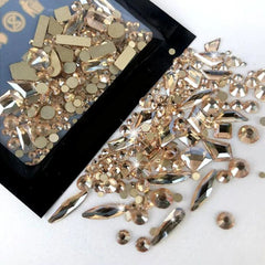 Shiny Nail Art: 150 Clear AB Rhinestones + 20 Gold Charms