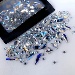 Shiny Nail Art: 150 Clear AB Rhinestones + 20 Gold Charms