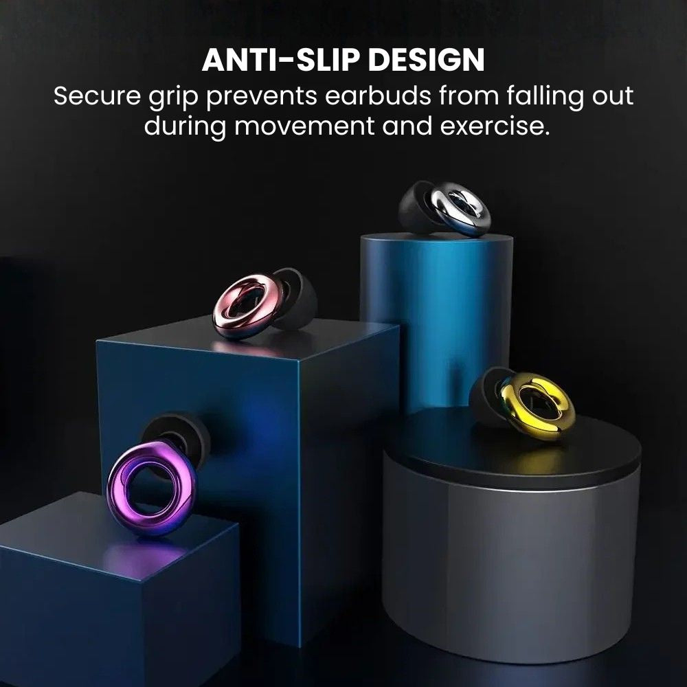 Silicone Earbud Caps with Metal Ring — Universal Fit - anti slip
