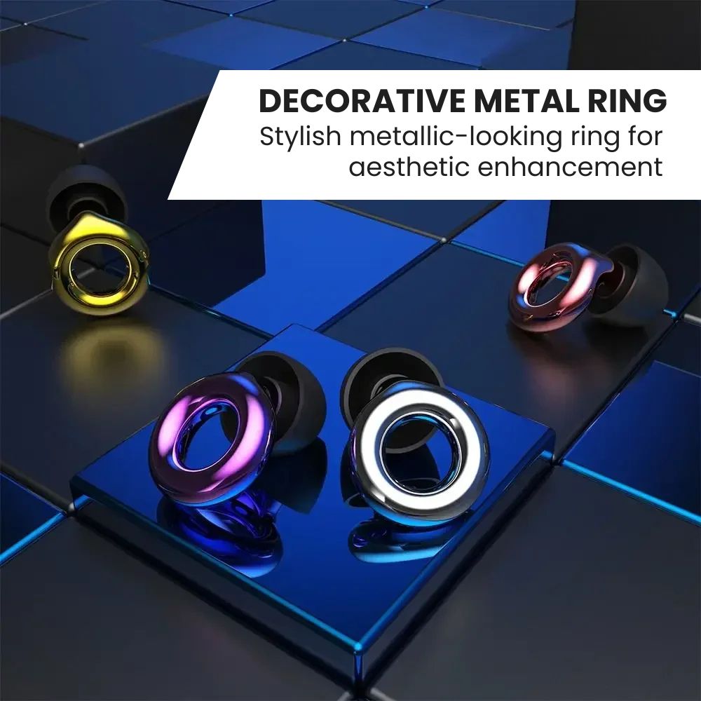 Silicone Earbud Caps with Metal Ring — Universal Fit - metal ring