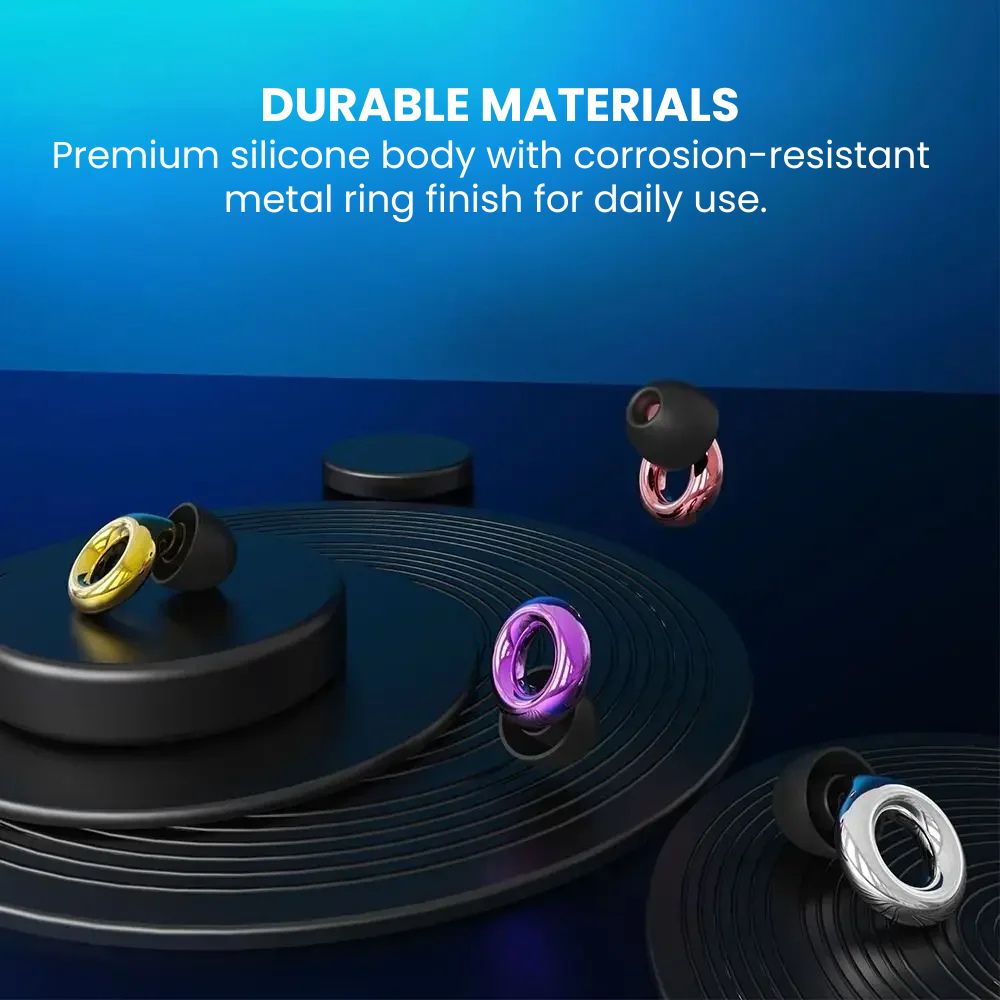 Silicone Earbud Caps with Metal Ring — Universal Fit - material