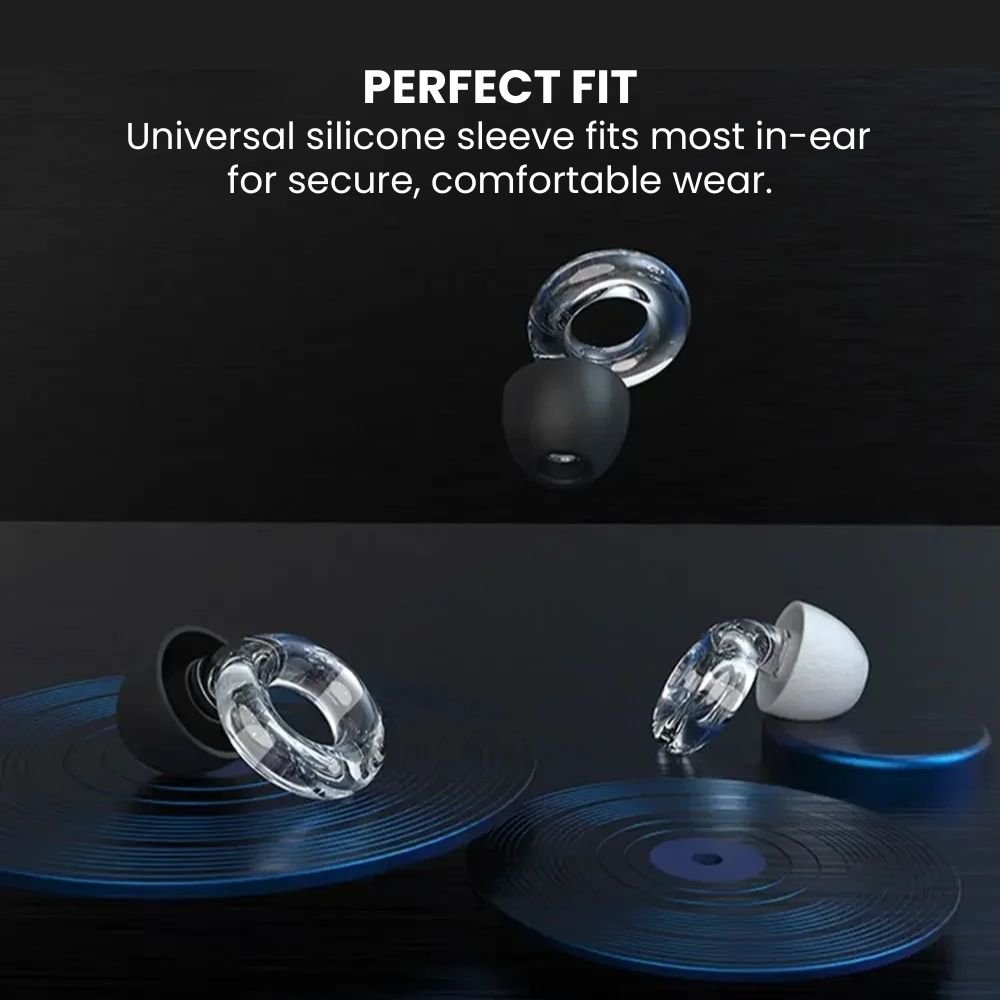 Silicone Earbud Caps with Metal Ring — Universal Fit - perfect fit