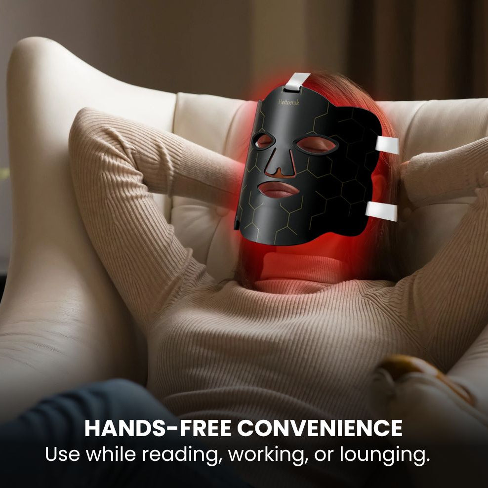 Silicone LED Face & Neck Photonic Red Light Therapy Mask - hand free