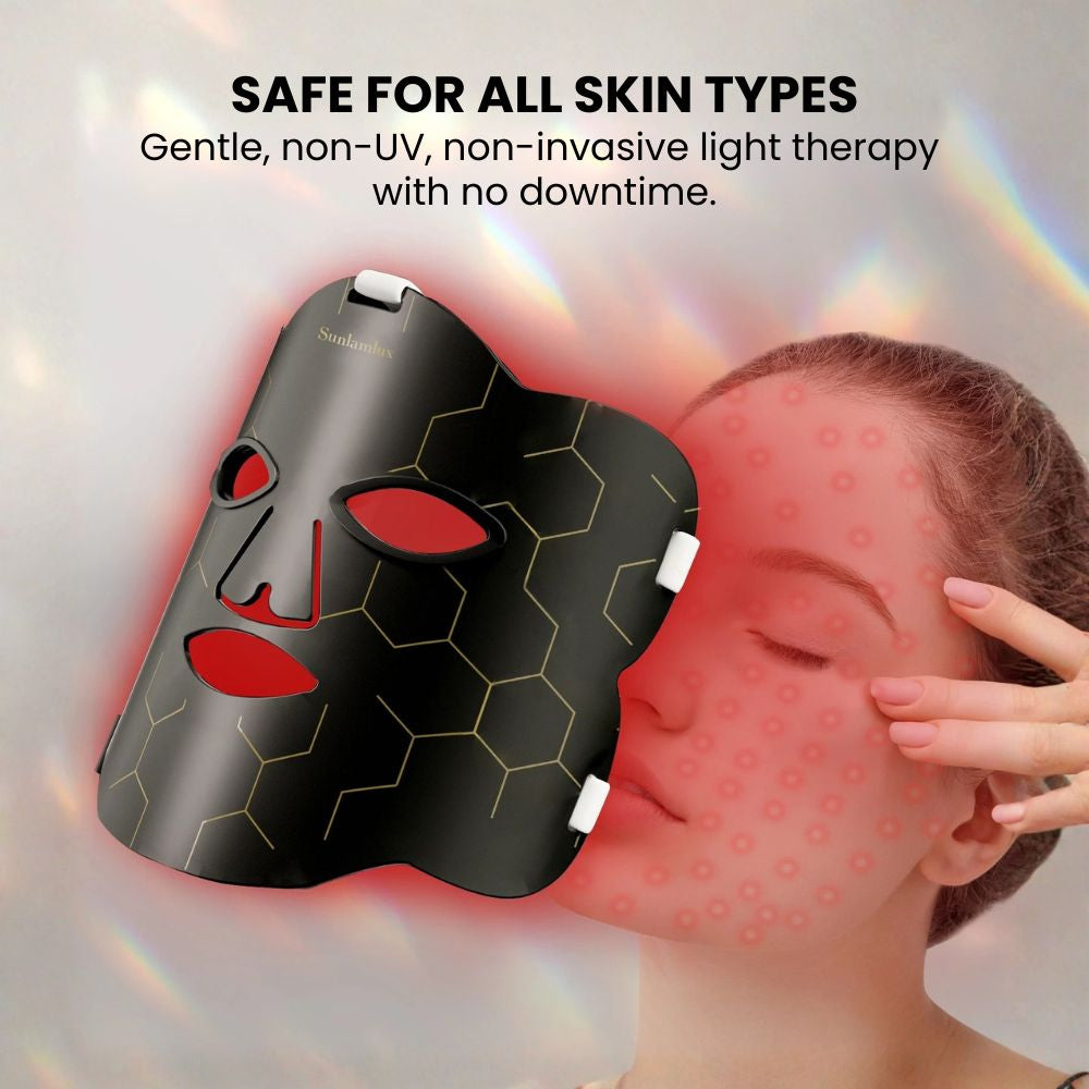 Silicone LED Face & Neck Photonic Red Light Therapy Mask - safe for all skin