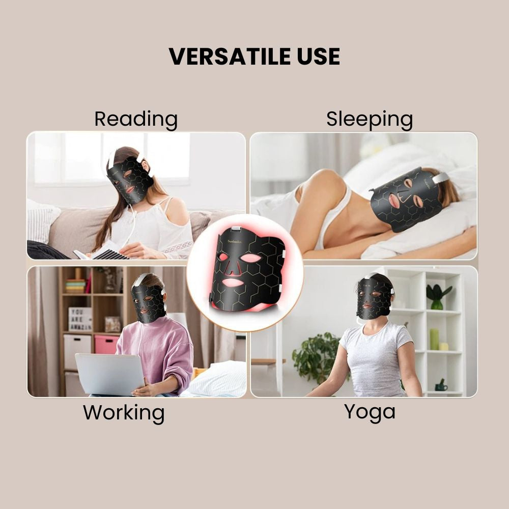 Silicone LED Face & Neck Photonic Red Light Therapy Mask - versatile use