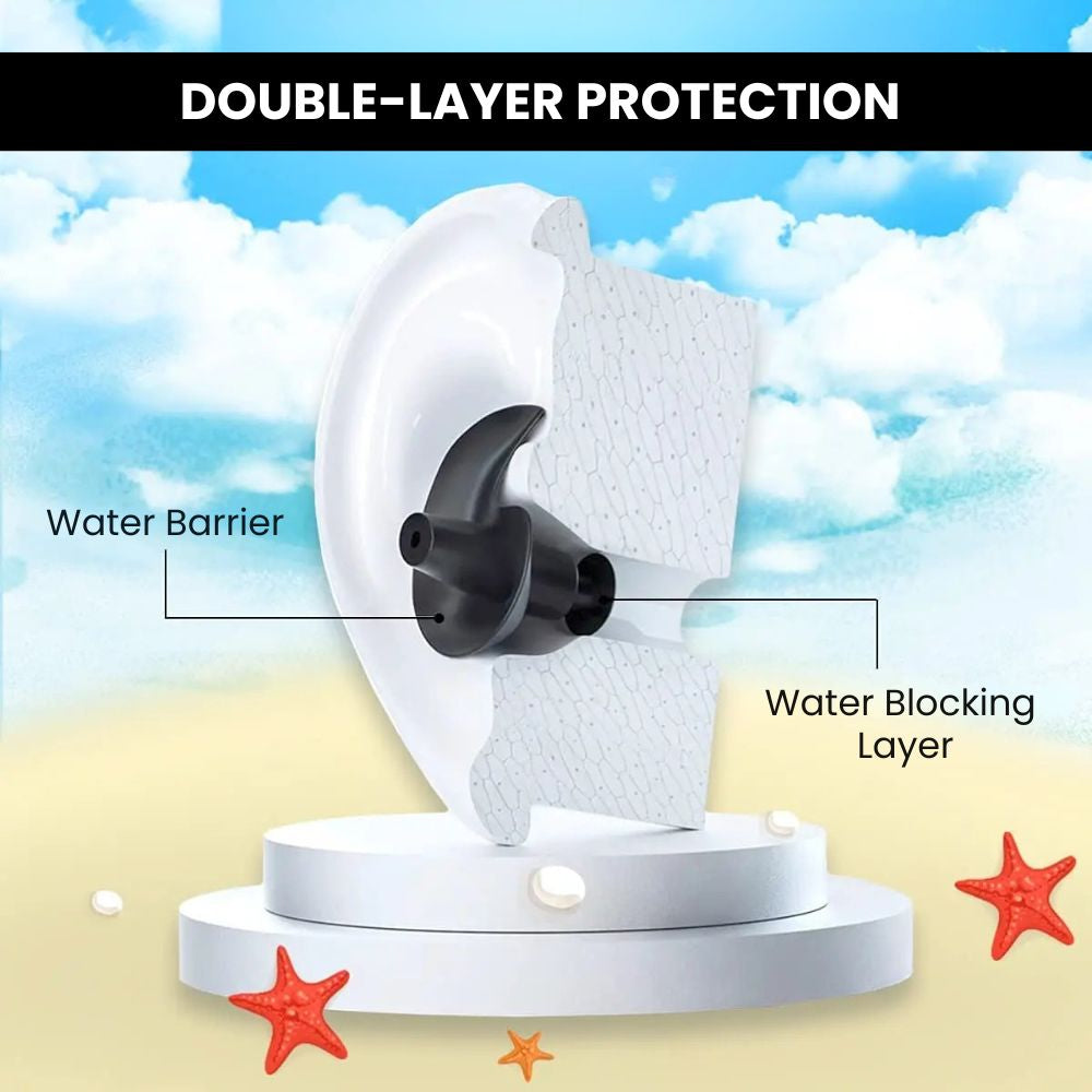 Silicone Swim Earplugs — Reusable Waterproof Kids & Adult - double layer