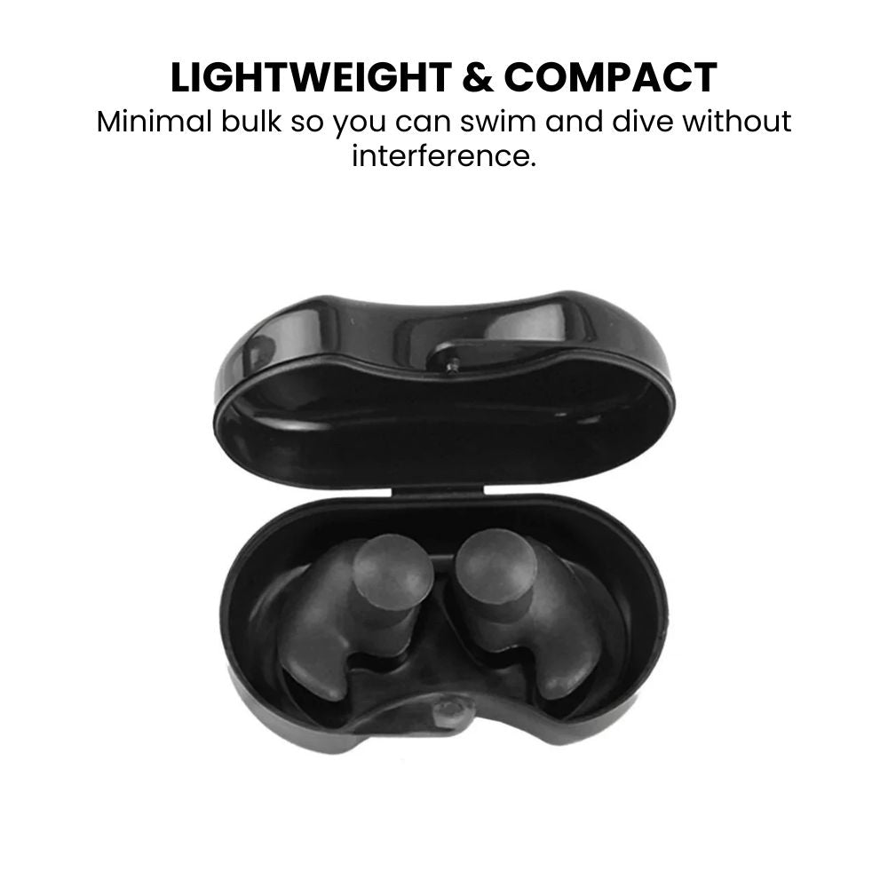 Silicone Waterproof Swimming Earplugs with Carry Case- lightweight