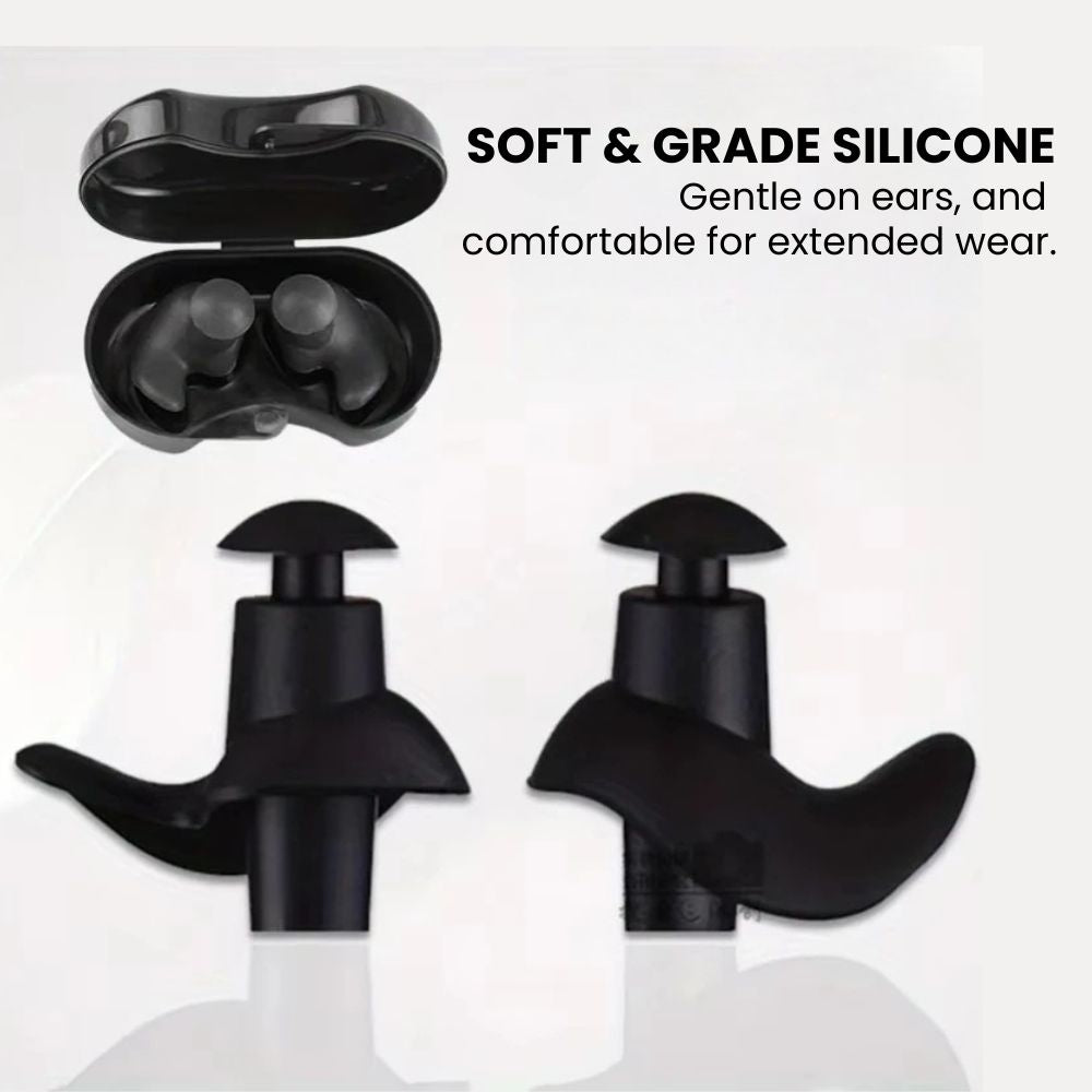 Silicone Waterproof Swimming Earplugs with Carry Case - soft and grade