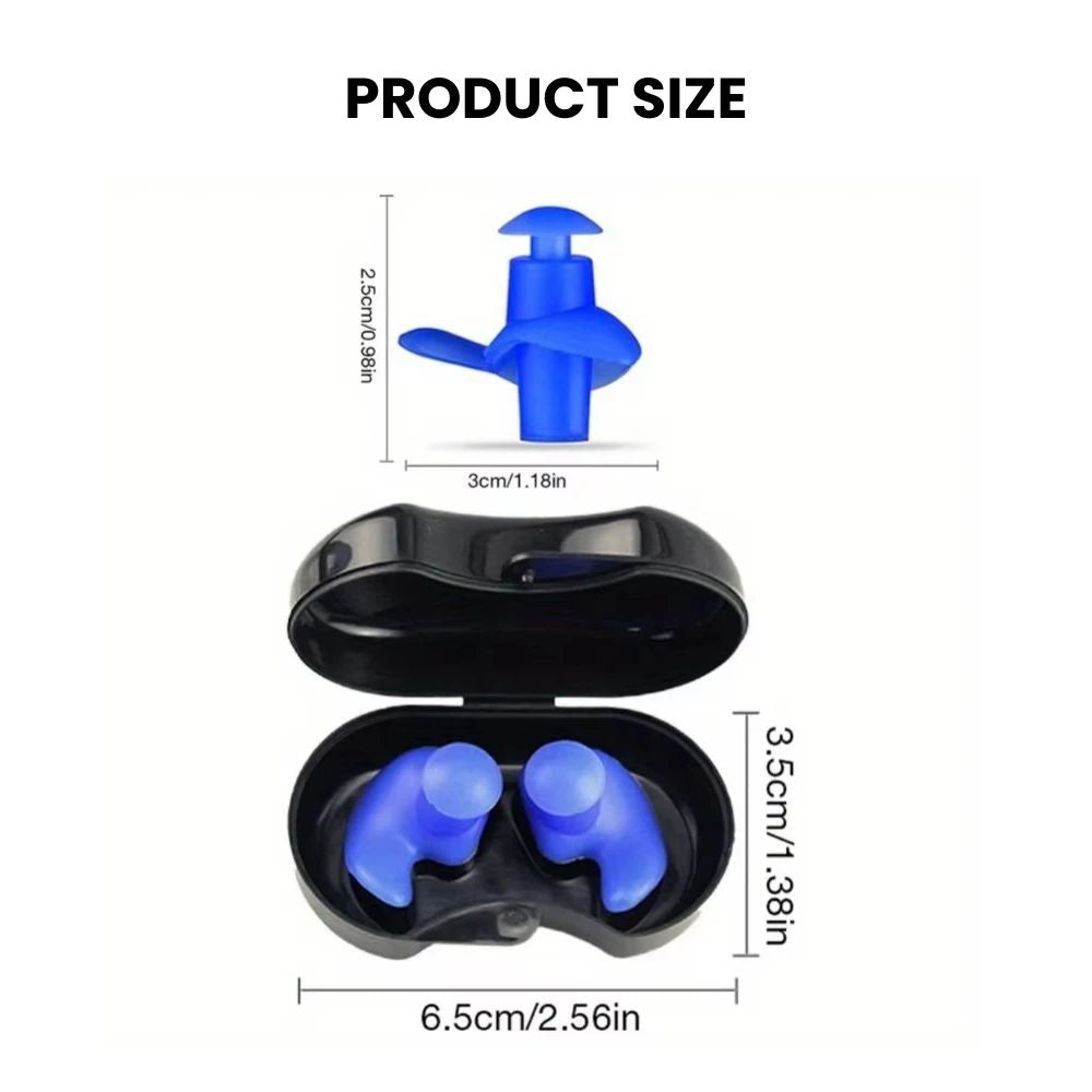 Silicone Waterproof Swimming Earplugs with Carry Case - size
