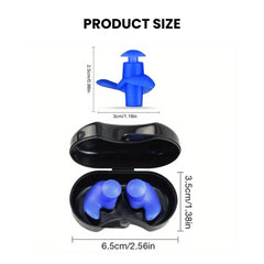 Silicone Waterproof Swimming Earplugs with Carry Case - size