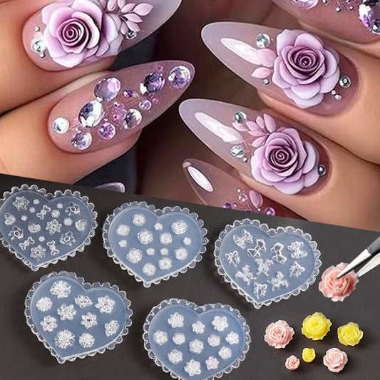 Silicone 3D Nail Art Mold – Rose Butterfly Relief Stencil