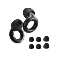 Silicone Earbud Caps with Metal Ring — Universal Fit - black
