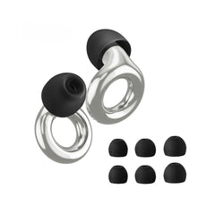 Silicone Earbud Caps with Metal Ring — Universal Fit -  silver 10.