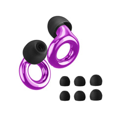 Silicone Earbud Caps with Metal Ring — Universal Fit - purple