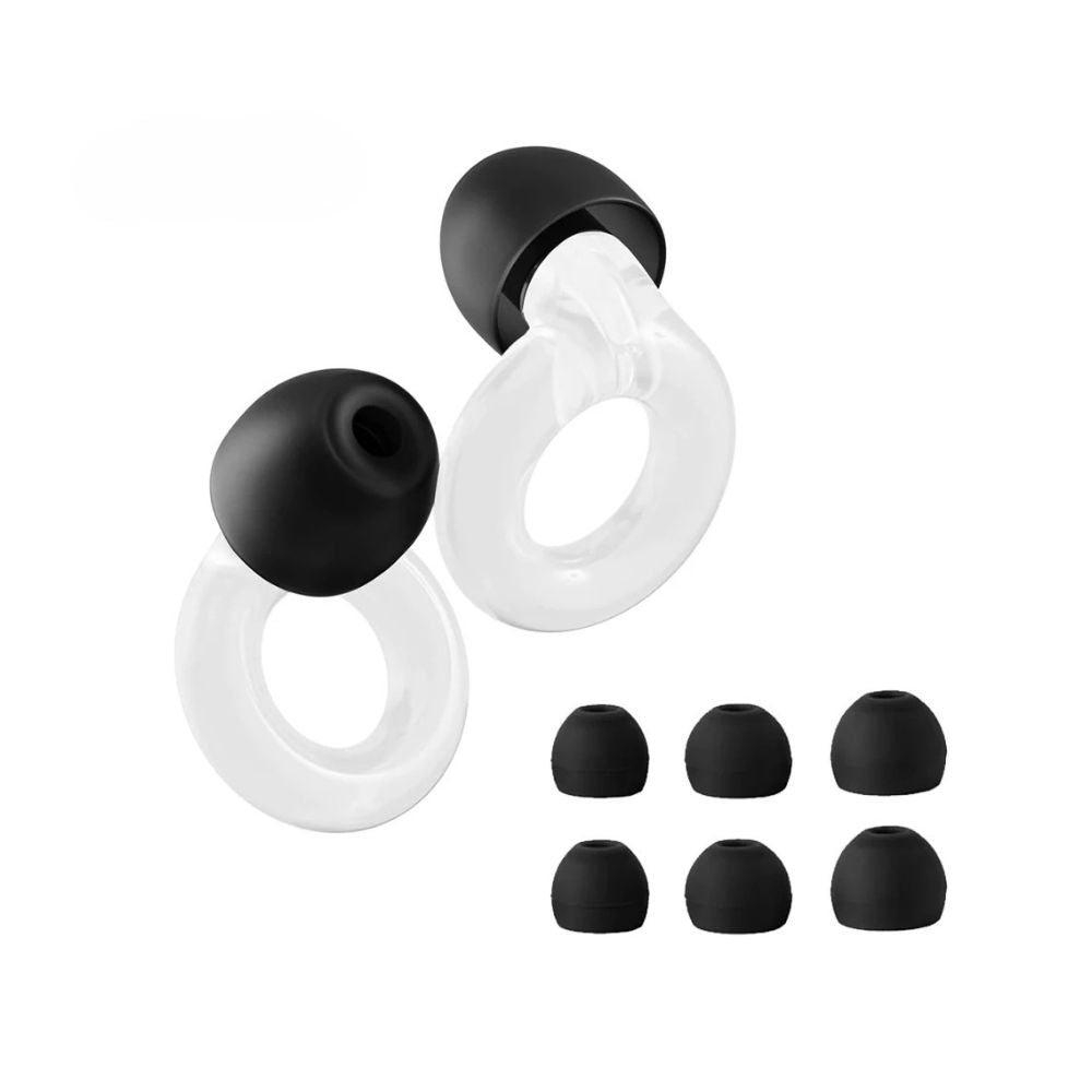 Silicone Earbud Caps with Metal Ring — Universal Fit - transparent 10