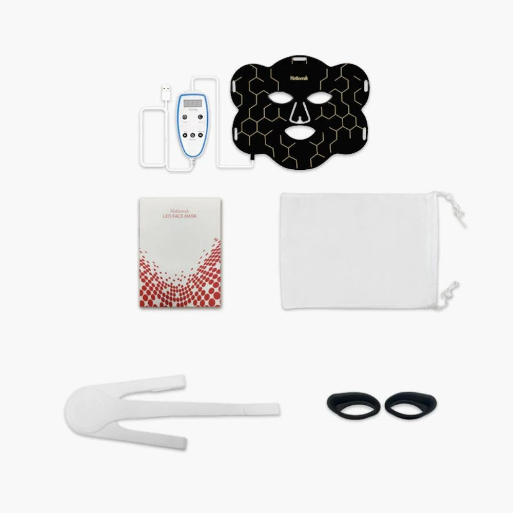 Silicone LED Face & Neck Photonic Red Light Therapy Mask - gift package