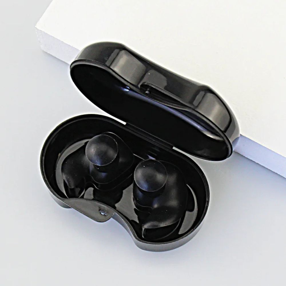 Silicone Swim Earplugs — Reusable Waterproof Kids & Adult - black box