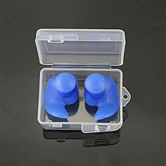 Silicone Swim Earplugs — Reusable Waterproof Kids & Adult - blue pp box