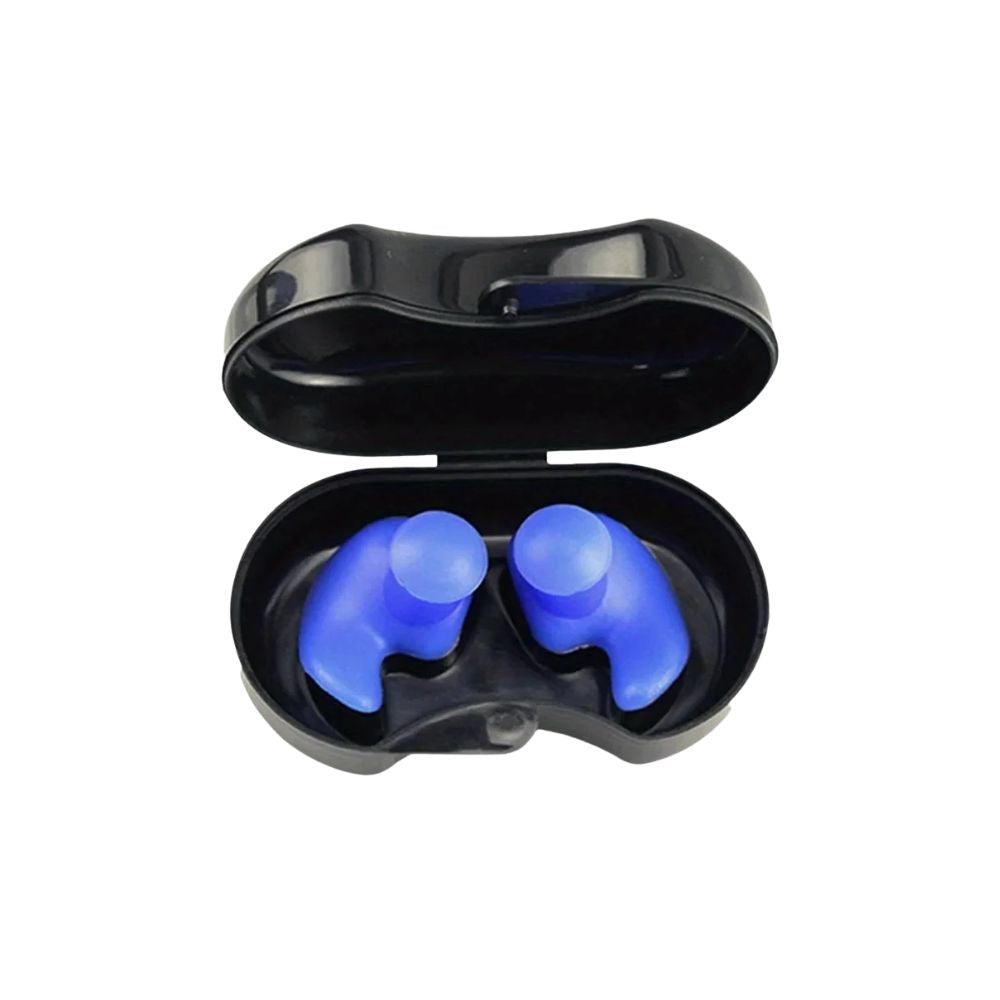 Silicone Waterproof Swimming Earplugs with Carry Case -blue