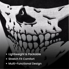 Skull Face Mask Neck Gaiter for Motorcycle & Outdoors