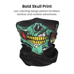 Skull Face Mask Neck Gaiter for Motorcycle & Outdoors