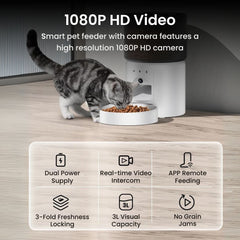 Smart Automatic Pet, Cat & Dog Feeder with Camera & App Control