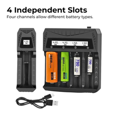 Universal LCD Smart Battery Charger – USB-C Fast Charge