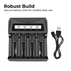 Universal LCD Smart Battery Charger – USB-C Fast Charge