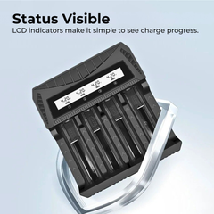 Universal LCD Smart Battery Charger – USB-C Fast Charge