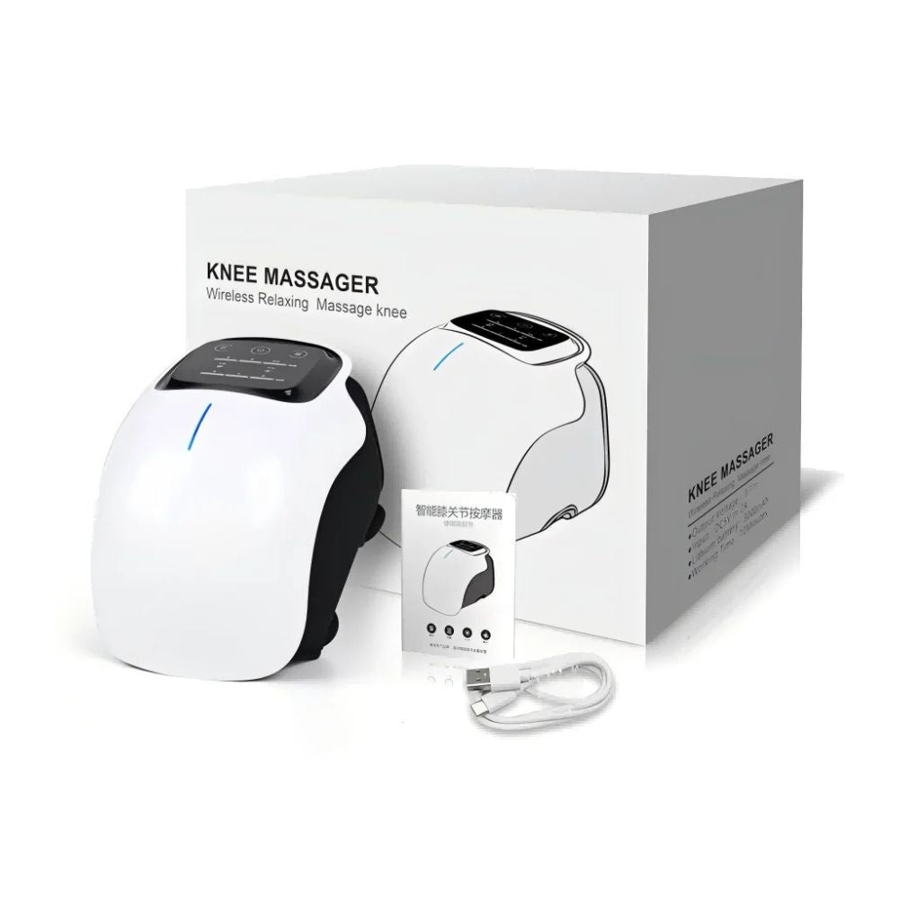 Smart Heated Knee Massager with Vibration & LED Therapy - white