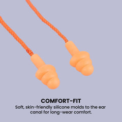 Soft Silicone Earplugs with Cord & Carry Case -  comfort fit
