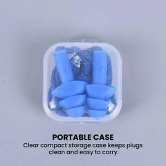 Soft Silicone Earplugs with Cord & Carry Case - portable case