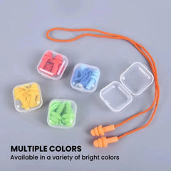 Soft Silicone Earplugs with Cord & Carry Case - multi colors