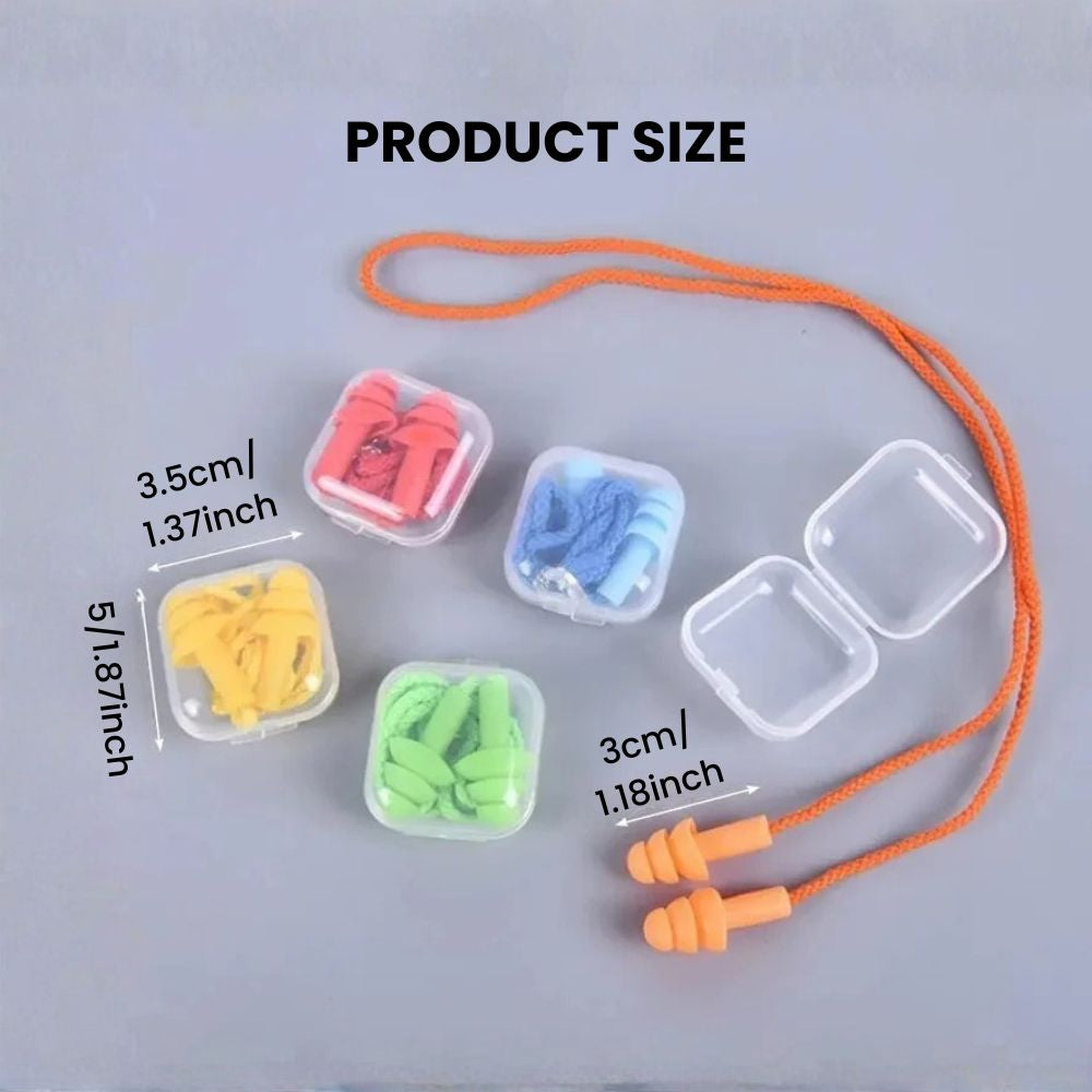 Soft Silicone Earplugs with Cord & Carry Case -  size