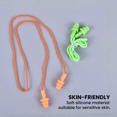 Soft Silicone Earplugs with Cord & Carry Case