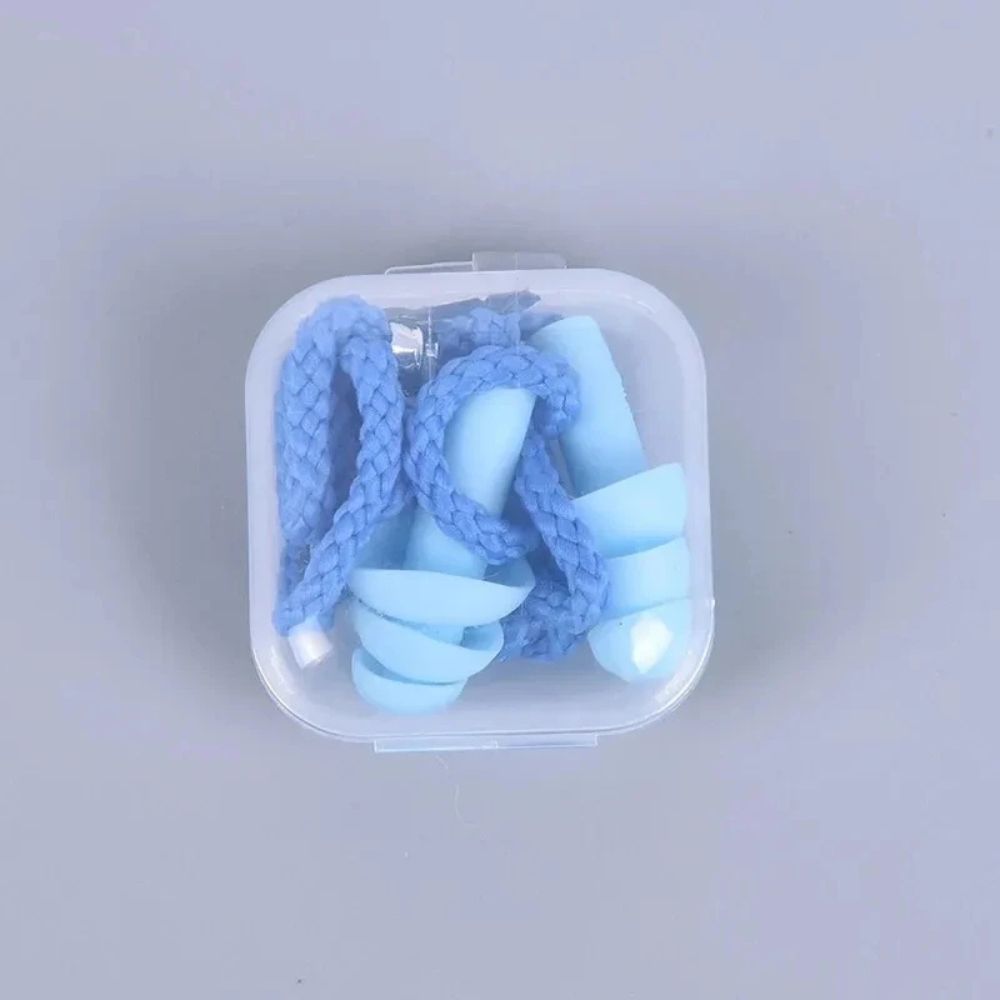 Soft Silicone Earplugs with Cord & Carry Case -  blue