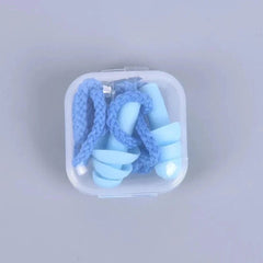 Soft Silicone Earplugs with Cord & Carry Case -  blue